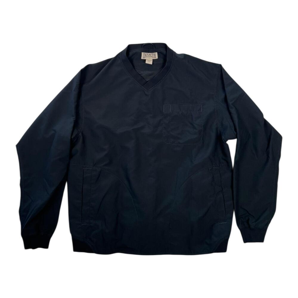 Duluth Trading Co Jacket Mens Large Black V-Neck Pullover Windbreaker